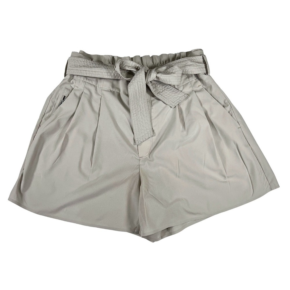 Athleta Skyline Shorts Women's 10 Beige‎ Belted Stretch Casual Travel